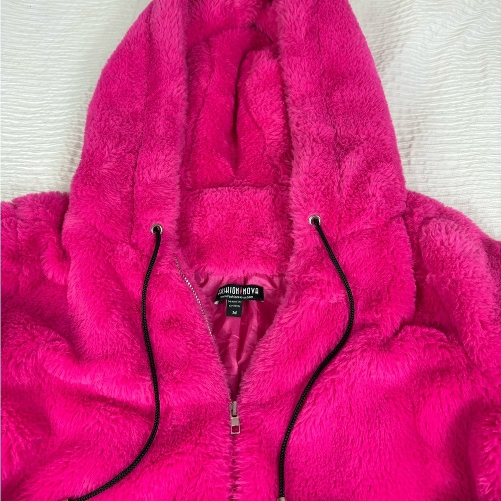 Fashion Nova Fuchsia Plush Utility Jacket - Picture 5 of 9